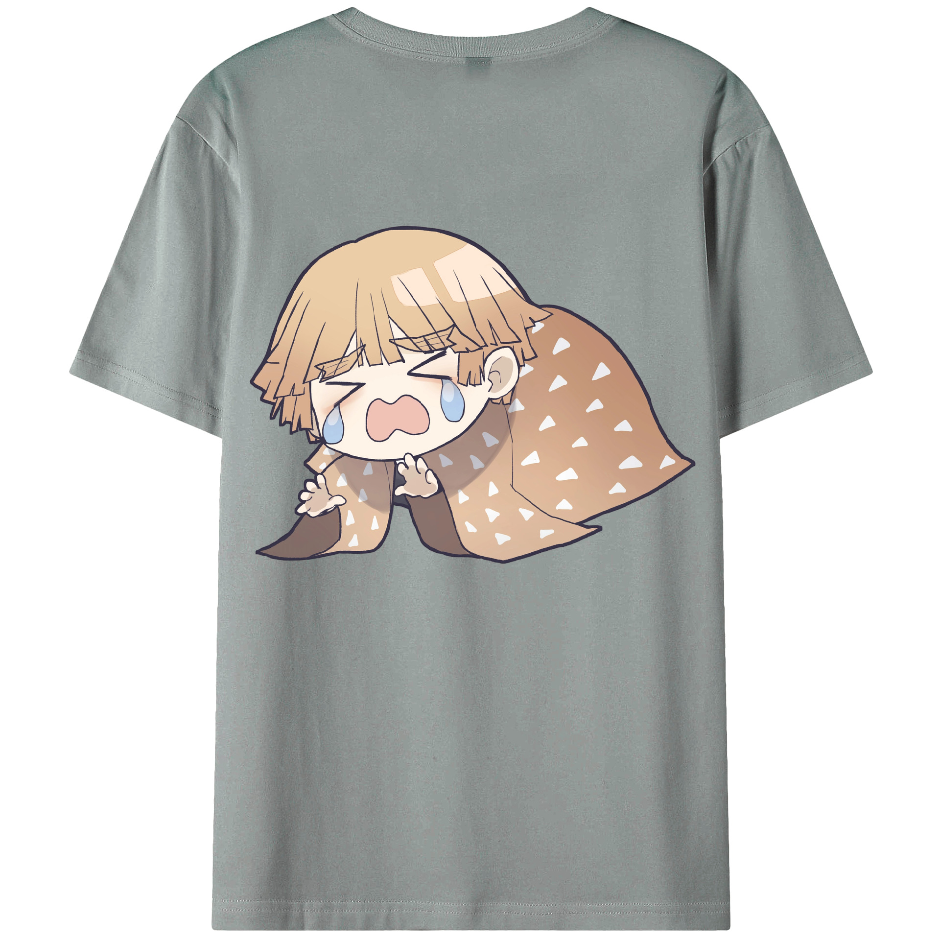 （画像用） 鬼滅の刃（きめつのやいば）我妻 善逸／あがつま ぜんいつ Agatsuma Zenitsu 綿100％ メンズ半袖Tシャツ（バックプリント） 通気性